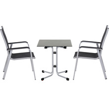 Gartenset bestehend aus einem Tisch und zwei Stühlen mit Aluminiumgestell