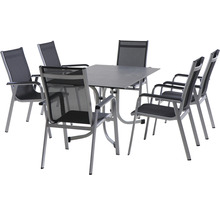 Gartentischgruppe mit Tisch und sechs Stühlen