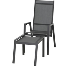 Gartenstuhl mit Fußhocker aus Aluminium und Textilgewebe
