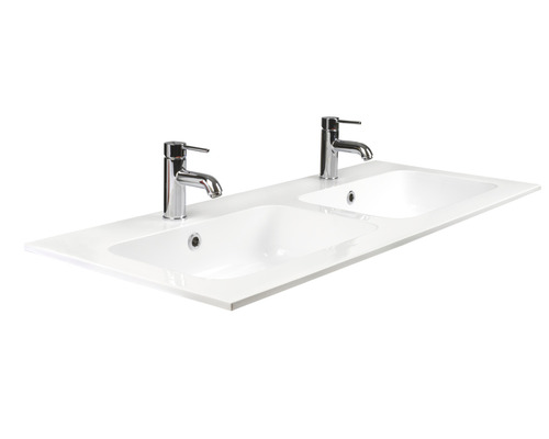 Waschtisch mit zwei Becken und Armaturen