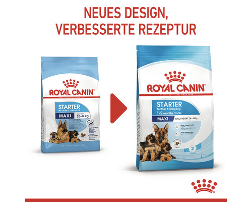 Royal Canin Maxi Starter Hundetrockenfutter im Vergleich altes zu neuem Design