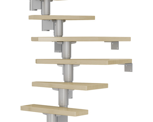 Raumspartreppe mit Holzstufen und zentralem Holm