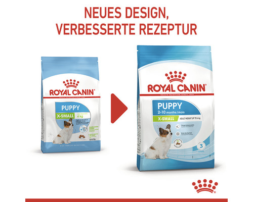 Zwei Packungen Royal Canin Puppy Hundefutter mit neuem Design und verbesserter Rezeptur