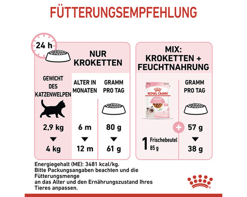 Fütterungsempfehlung für Katzenfutter
