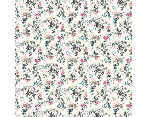 Tapete mit floralem Muster aus Blättern und Blüten