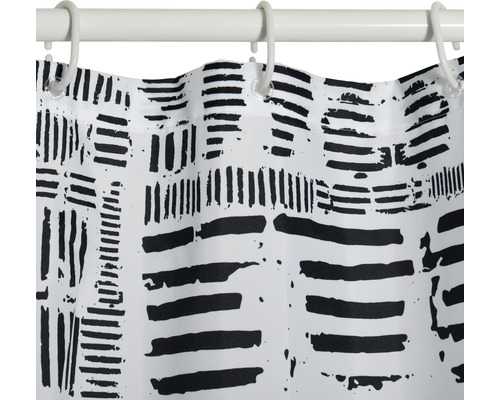 Duschvorhang mit grafischem Muster und Aufhängeringen