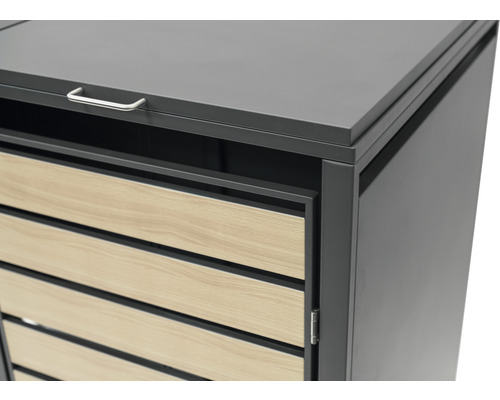 Gartenschrank mit Holztüren und Metallrahmen