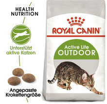 Royal Canin Active Life Outdoor Katzenfutter Verpackung mit Krokettengröße für aktive Katzen