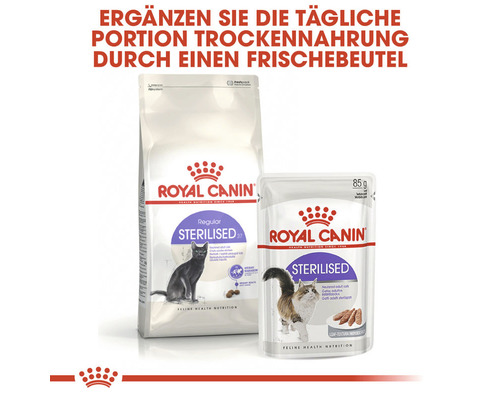 Royal Canin Sterilised Trockenfutter und Frischebeutel für Katzen