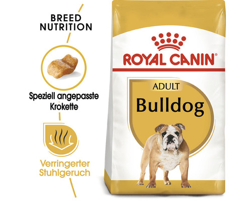 Royal Canin Adult Bulldog Trockenfutter für ausgewachsene Hunde der Rasse Bulldogge.