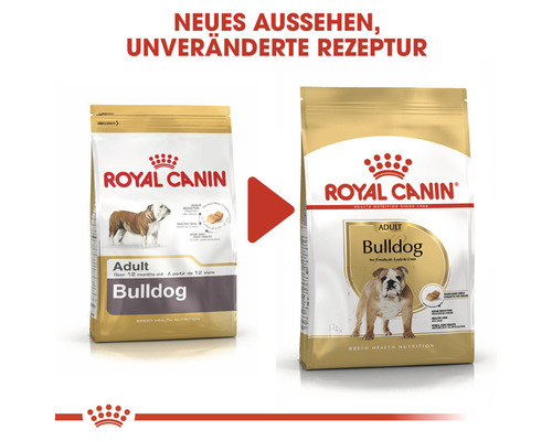 Royal Canin Hundefutter für ausgewachsene Bulldoggen, neues Aussehen, unveränderte Rezeptur