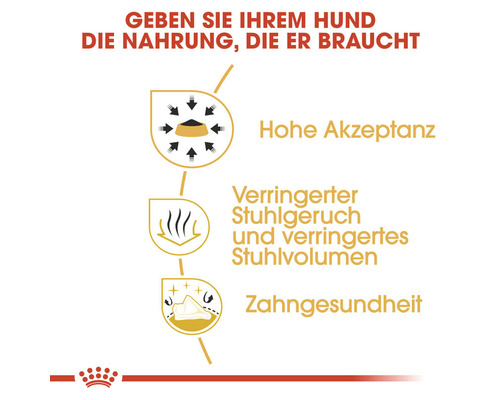 Merkmale von Hundefutter: Hohe Akzeptanz, verringerter Stuhlgeruch, verringertes Stuhlvolumen und Zahngesundheit
