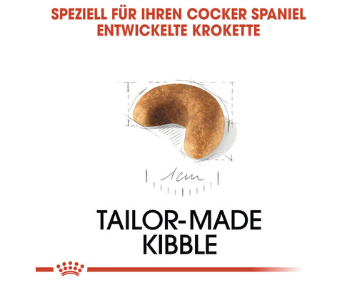 Speziell für Cocker Spaniel entwickelte Krokettenform