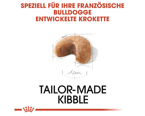 Speziell für Französische Bulldogge entwickelte Krokettenform