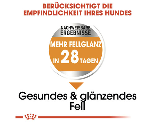 Berücksichtigt die Empfindlichkeit Ihres Hundes: Nachweisbare Ergebnisse, mehr Fellglanz in 28 Tagen, gesundes und glänzendes Fell.