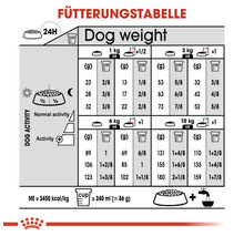 Fütterungstabelle für Hunde nach Gewicht und Aktivität
