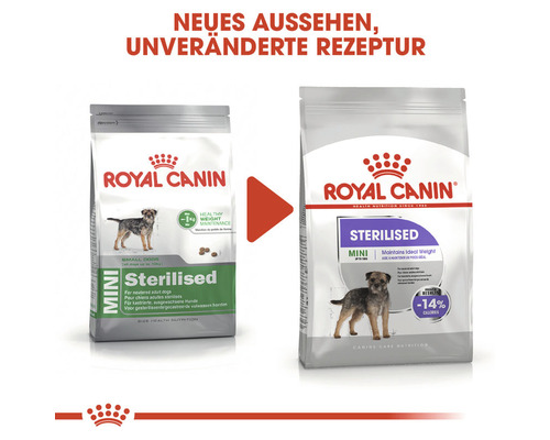 Zwei Säcke Royal Canin Mini Sterilised Hundefutter im Vergleich