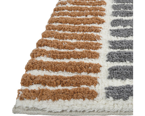 Badteppich mit braunen und grauen Streifen