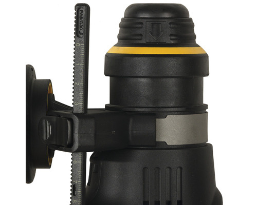 Detailansicht einer Bohrmaschine mit Tiefenanschlag