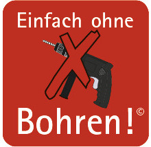 Symbol für einfache Montage ohne Bohren