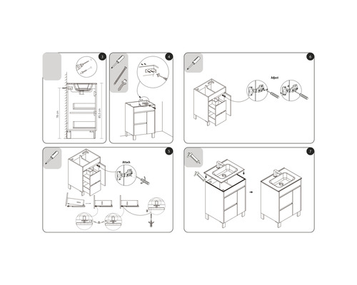 Montageanleitung für einen Waschtischunterschrank mit Waschbecken