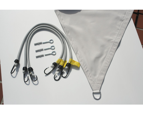 Sonnensegel mit Befestigungsseilen, Schraubhaken und Dübel
