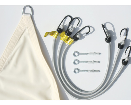 Sonnensegel mit Spannseilen und Befestigungsmaterial