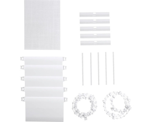 Ersatzteile für Vertikaljalousien: Stoffbahnen, Beschwerungsplatten, Lamellenverbinder, Wendestäbe und Ketten