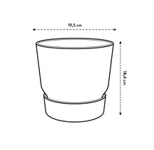 Blumentopf mit Untersetzer, Durchmesser 19,5 cm, Höhe 18,4 cm