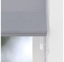 Graues Faltrollo am Fenster mit Zugschnur