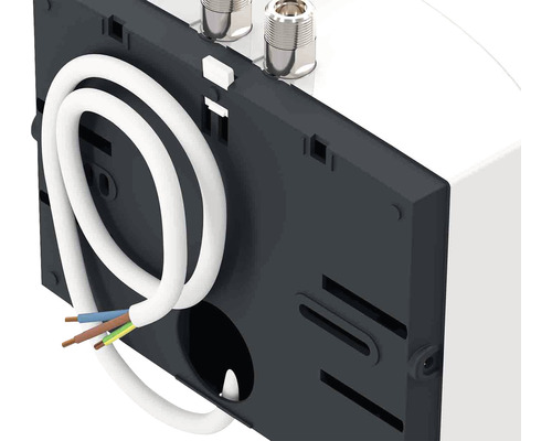 Rückansicht eines elektronischen Geräts mit Kabelanschluss