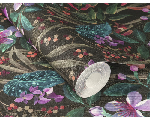Tapetenrolle mit Blüten und Blättermuster