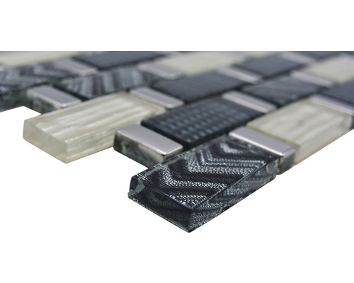 Mosaikfliese aus Glas und Metall