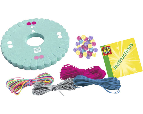 Bastelset zum Flechten von Freundschaftsbändern mit Scheibe, Garn und Perlen