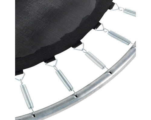 Detailansicht der Federn und des Rahmens eines Gartentrampolins