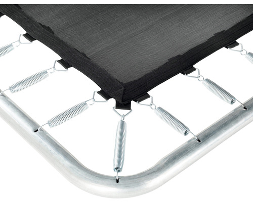 Detailaufnahme von Trampolin-Sprungtuch, Federn und Rahmen