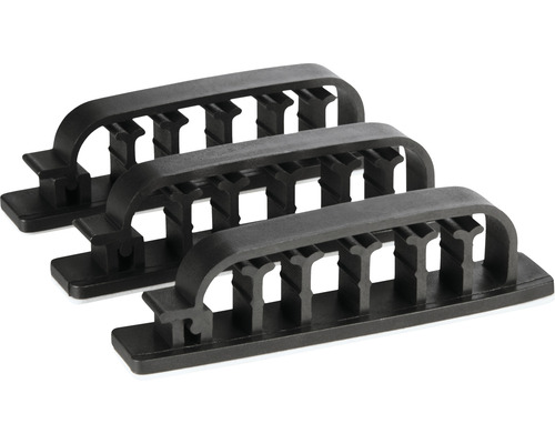 Drei Kabelhalter zur Kabelordnung