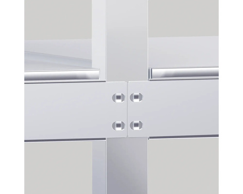 Detailaufnahme einer Aluminium-Profilverbindung mit Schrauben für den Bau von Konstruktionen