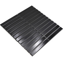 Keramikmosaik CG ST 250 Stäbchen uni schwarz glänzend 29,6x30cm