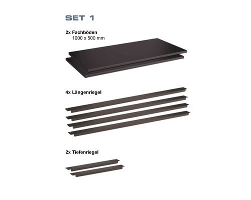 Set 1 Regalböden und Träger für Regalsystem