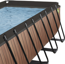Aufstellpool Framepool-Set EXIT WoodPool rechteckig 400x200x100 cm inkl. Kartuschenfilteranlage & Leiter Holzoptik