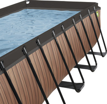 Rechteckiger Pool mit Stahlrahmen und Holzoptik