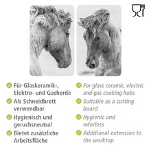 Herdabdeckplatte mit Pferdemotiv, geeignet für Glaskeramik-, Elektro- und Gasherde, als Schneidebrett verwendbar, hygienisch und geruchsneutral, bietet zusätzliche Arbeitsfläche