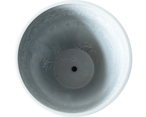 Innenansicht eines runden Pflanzgefäßes mit Abflussloch