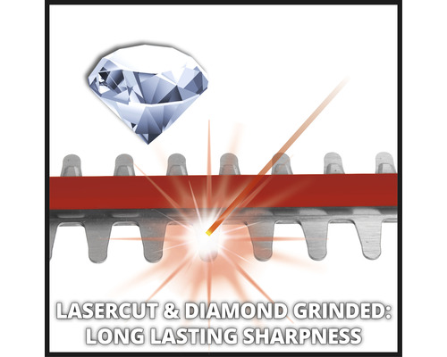Lasercut und Diamant geschliffen für langanhaltende Schärfe der Heckenschere