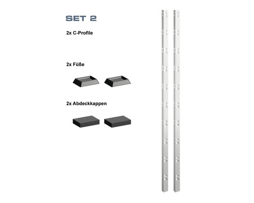 Set 2 bestehend aus C-Profilen, Füßen und Abdeckkappen
