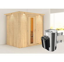 Sauna aus Holz mit Saunaofen