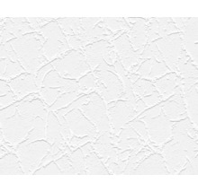 Weiße Relief-Tapete mit strukturierter Oberfläche.
