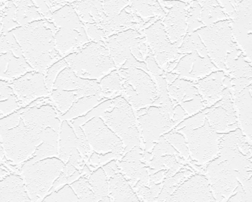 Weiße Relief-Tapete mit strukturierter Oberfläche.