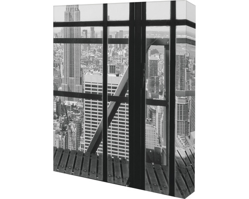 Leinwandbild mit Schwarz-Weiß-Ansicht von New York City von einem Gebäude aus